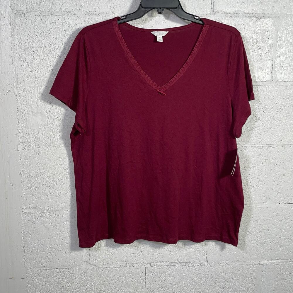 Charter Club Women's V-Neck  Sleepwear Top, red XXL